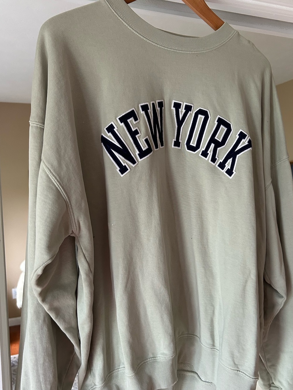 John Galt Green Erica New York Oversized Crew Neck Sweatshirt